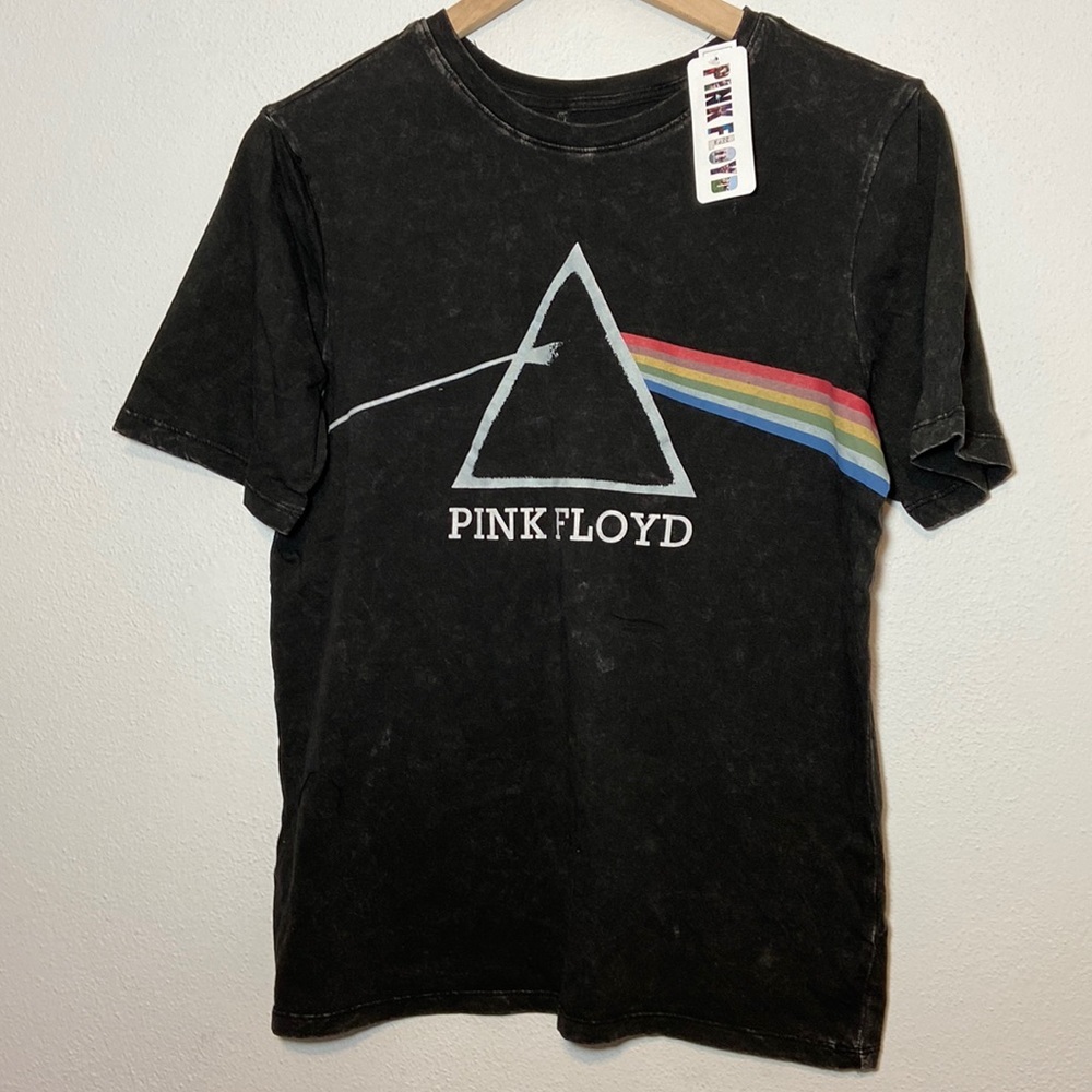 NWT Pink Lloyd Dark Side of the Moon Acid Wash Tie Dye Tee T-Shirt Black Kids
